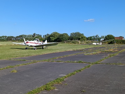 A Libelle sailplane hitched up at Westonzoyland getting ready to depart runway 33. This is the first time that a glider has been launched from Westonzoyland.